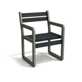 Fauteuil de jardin Chardonnay avec accoudoirs en IPRA et Aluminium Gris Anthracite – Assise courte