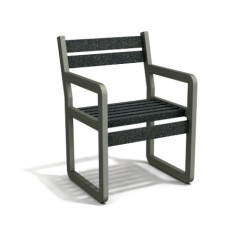 Fauteuil de jardin Chardonnay avec accoudoirs en IPRA et Aluminium Gris Anthracite – Assise courte