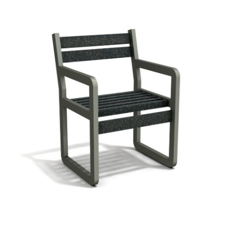 Fauteuil de jardin Chardonnay avec accoudoirs en IPRA et Aluminium Gris Anthracite – Assise courte