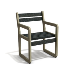 Fauteuil de jardin Chardonnay avec accoudoirs en IPRA et Aluminium Sable Clair – Assise courte