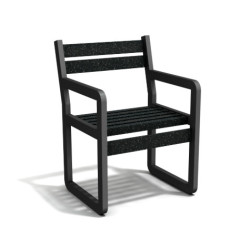 Fauteuil de jardin Chardonnay avec accoudoirs en IPRA et Aluminium Noir – Assise courte