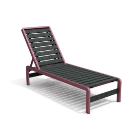 Bain de Soleil avec dossier inclinable en IPRA et aluminium laqué Rose poudrée – 207 x 65 x 80 cm