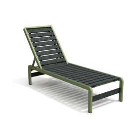 Bain de Soleil avec dossier inclinable en IPRA et aluminium laqué Vert sauge – 207 x 65 x 80 cm