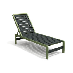 Bain de Soleil avec dossier inclinable en IPRA et aluminium laqué Vert sauge – 207 x 65 x 80 cm