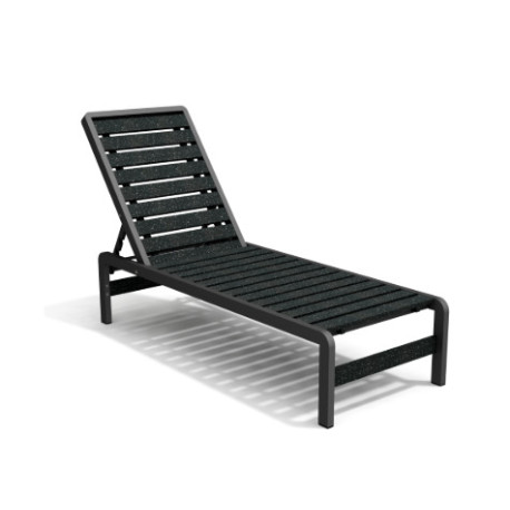Bain de Soleil avec dossier inclinable en IPRA et aluminium laqué Noir – 207 x 65 x 80 cm