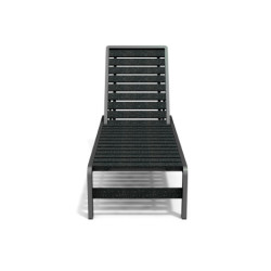 Bain de Soleil avec dossier inclinable en IPRA et aluminium laqué Noir – 207 x 65 x 80 cm