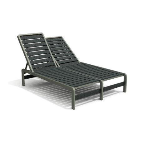Bain de Soleil Double avec dossiers inclinables en IPRA et aluminium laqué Gris Anthracite – 208 x 127 x 99,4 cm