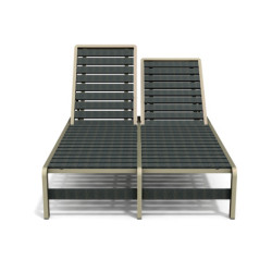 Bain de Soleil Double avec dossiers inclinables en IPRA et aluminium laqué Sable Clair – 208 x 127 x 99,4 cm