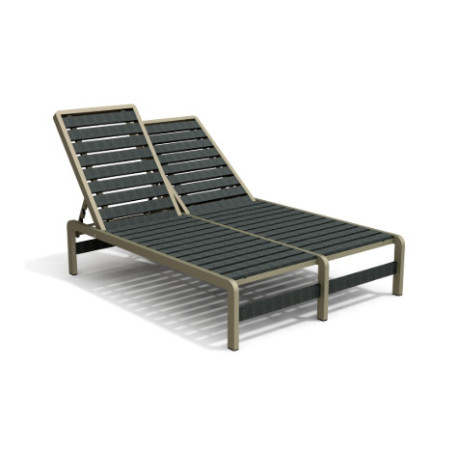 Bain de Soleil Double avec dossiers inclinables en IPRA et aluminium laqué Sable Clair – 208 x 127 x 99,4 cm