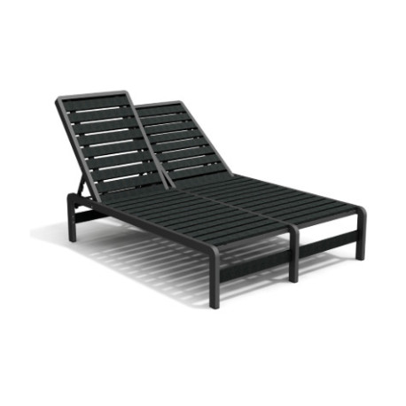 Bain de Soleil Double avec dossiers inclinables en IPRA et aluminium laqué Noir – 208 x 127 x 99,4 cm