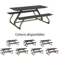 Table de pique-nique 6 personnes en IPRA et Aluminium Sable Clair – 180 x 152 x 82 cm