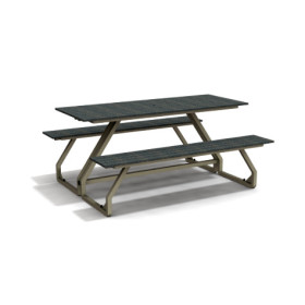 Table de pique-nique 6 personnes en IPRA et Aluminium Sable Clair – 180 x 152 x 82 cm