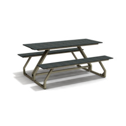 Table de pique-nique 6 personnes en IPRA et Aluminium Sable Clair – 180 x 152 x 82 cm