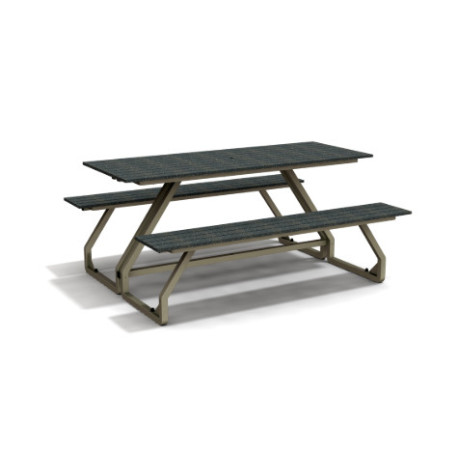 Table de pique-nique 6 personnes en IPRA et Aluminium Sable Clair – 180 x 152 x 82 cm