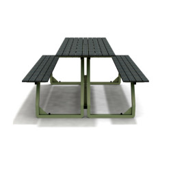 Table de pique-nique 6 personnes en IPRA et Aluminium Vert Sauge – 180 x 152 x 82 cm