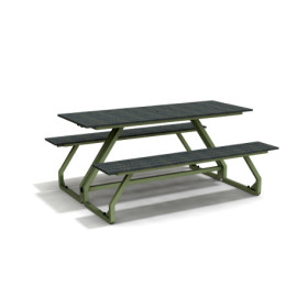 Table de pique-nique 6 personnes en IPRA et Aluminium Vert Sauge – 180 x 152 x 82 cm