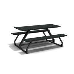 Table de pique-nique 6 personnes en IPRA et Aluminium Noir – 180 x 152 x 82 cm