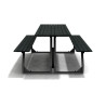 Table de pique-nique 6 personnes en IPRA et Aluminium Noir – 180 x 152 x 82 cm