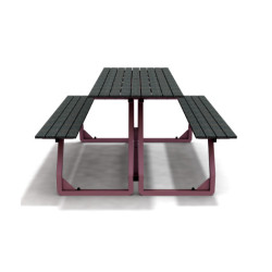 Table de pique-nique 6 personnes en IPRA et Aluminium Rose Poudrée – 180 x 152 x 82 cm