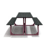 Table de pique-nique 6 personnes en IPRA et Aluminium Rose Poudrée – 180 x 152 x 82 cm