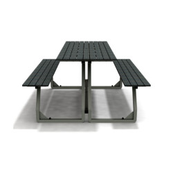 Table de pique-nique 6 personnes en IPRA et Aluminium Gris Anthracite – 180 x 152 x 82 cm