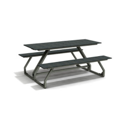 Table de pique-nique 6 personnes en IPRA et Aluminium Gris Anthracite – 180 x 152 x 82 cm