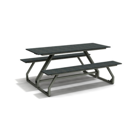 Table de pique-nique 6 personnes en IPRA et Aluminium Gris Anthracite – 180 x 152 x 82 cm