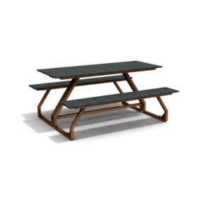 Table de pique-nique 6 personnes en IPRA et Aluminium Terre Battue – 180 x 152 x 82 cm