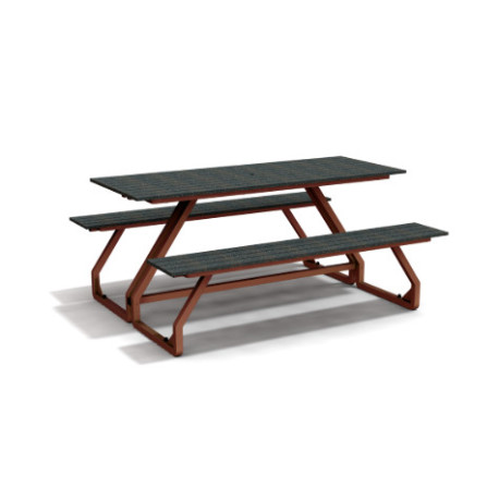 Table de pique-nique 6 personnes en IPRA et Aluminium Rouille – 180 x 152 x 82 cm