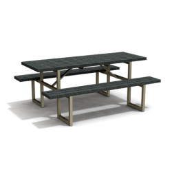 Table de pique-nique 6/8 personnes en IPRA et Aluminium Sable Clair – 180 x 132 x 75 cm