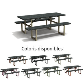 Table de pique-nique 6/8 personnes en IPRA et Aluminium Sable Clair – 180 x 132 x 75 cm