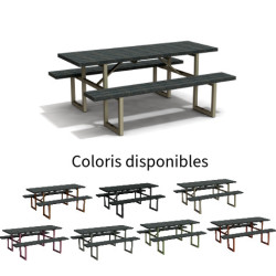 Table de pique-nique 6/8 personnes en IPRA et Aluminium Sable Clair – 180 x 132 x 75 cm