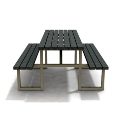 Table de pique-nique 6/8 personnes en IPRA et Aluminium Sable Clair – 180 x 132 x 75 cm