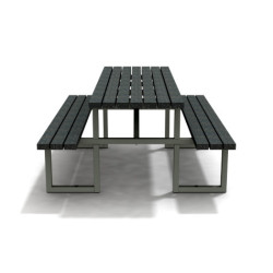 Table de pique-nique 6/8 personnes en IPRA et Aluminium Gris Anthracite – 180 x 132 x 75 cm