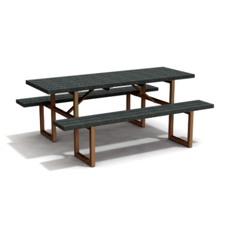 Table de pique-nique 6/8 personnes en IPRA et Aluminium Terre Battue – 180 x 132 x 75 cm