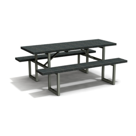 Table de pique-nique 6/8 personnes en IPRA et Aluminium Noir – 180 x 132 x 75 cm