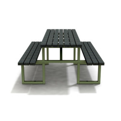 Table de pique-nique 6/8 personnes en IPRA et Aluminium Vert Sauge – 180 x 132 x 75 cm