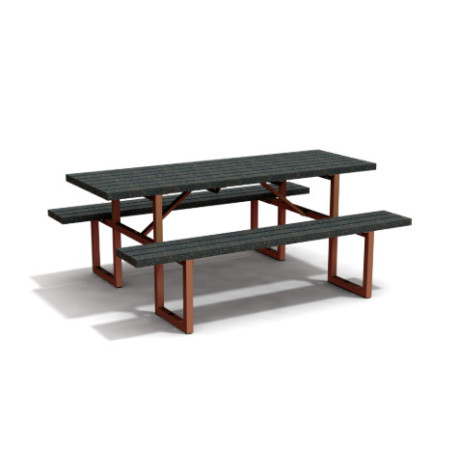 Table de pique-nique 6/8 personnes en IPRA et Aluminium Rouille – 180 x 132 x 75 cm