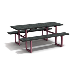 Table de pique-nique 6/8 personnes en IPRA et Aluminium Rose Poudrée – 180 x 132 x 75 cm