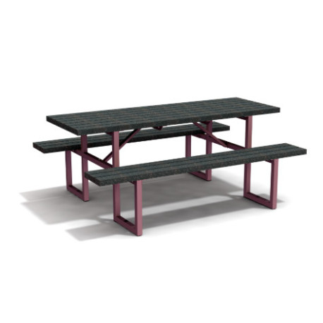Table de pique-nique 6/8 personnes en IPRA et Aluminium Rose Poudrée – 180 x 132 x 75 cm