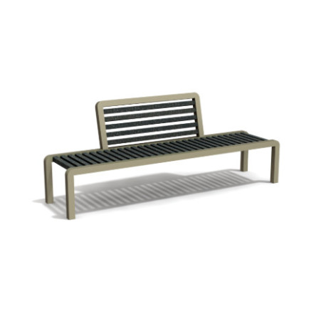 Banc extérieur avec dossier central en IPRA et aluminium laqué Sable Clair – 200 x 50 x 80 cm