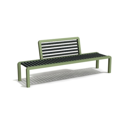 Banc extérieur avec dossier central en IPRA et aluminium laqué Vert Sauge – 200 x 50 x 80 cm