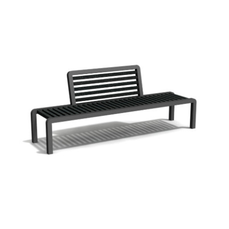 Banc extérieur avec dossier central en IPRA et aluminium laqué Noir – 200 x 50 x 80 cm