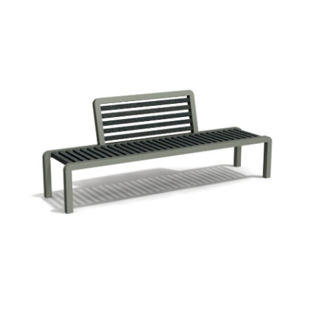 Banc extérieur avec dossier central en IPRA et aluminium laqué Gris Anthracite – 200 x 50 x 80 cm