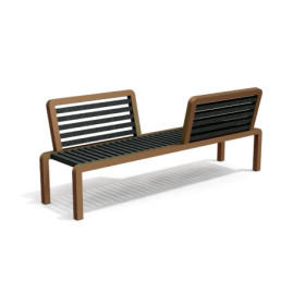 Banc de jardin vis-à-vis avec dossiers en IPRA et aluminium laqué Terre Battue – 200 x 50 x 78,8 cm