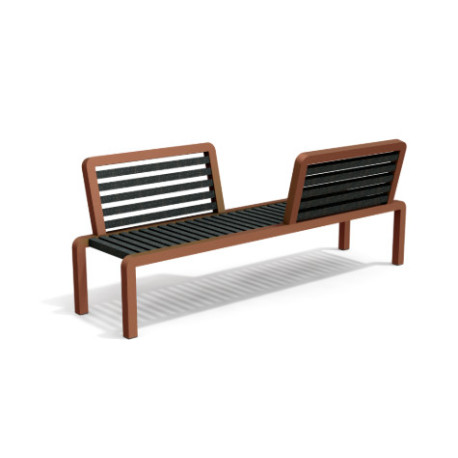 Banc de jardin vis-à-vis avec dossiers en IPRA et aluminium laqué Rouille – 200 x 50 x 78,8 cm