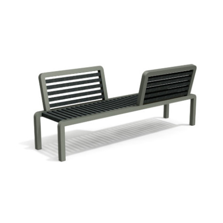 Banc de jardin vis-à-vis avec dossiers en IPRA et aluminium laqué Gris Anthracite – 200 x 50 x 78,8 cm