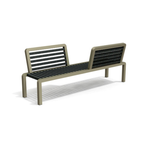 Banc de jardin vis-à-vis avec dossiers en IPRA et aluminium laqué Sable Clair – 200 x 50 x 78,8 cm