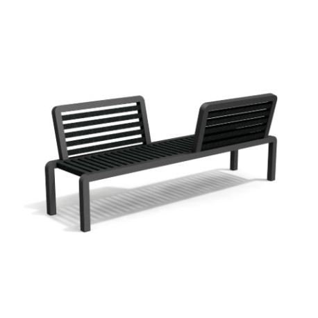 Banc extérieur vis-à-vis avec dossiers en IPRA et aluminium laqué Noir – 200 x 50 x 78,8 cm