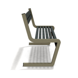 Banc de jardin type S avec dossier en IPRA et aluminium laqué Sable Clair – 110,6 x 58,5 x 84,3 cm